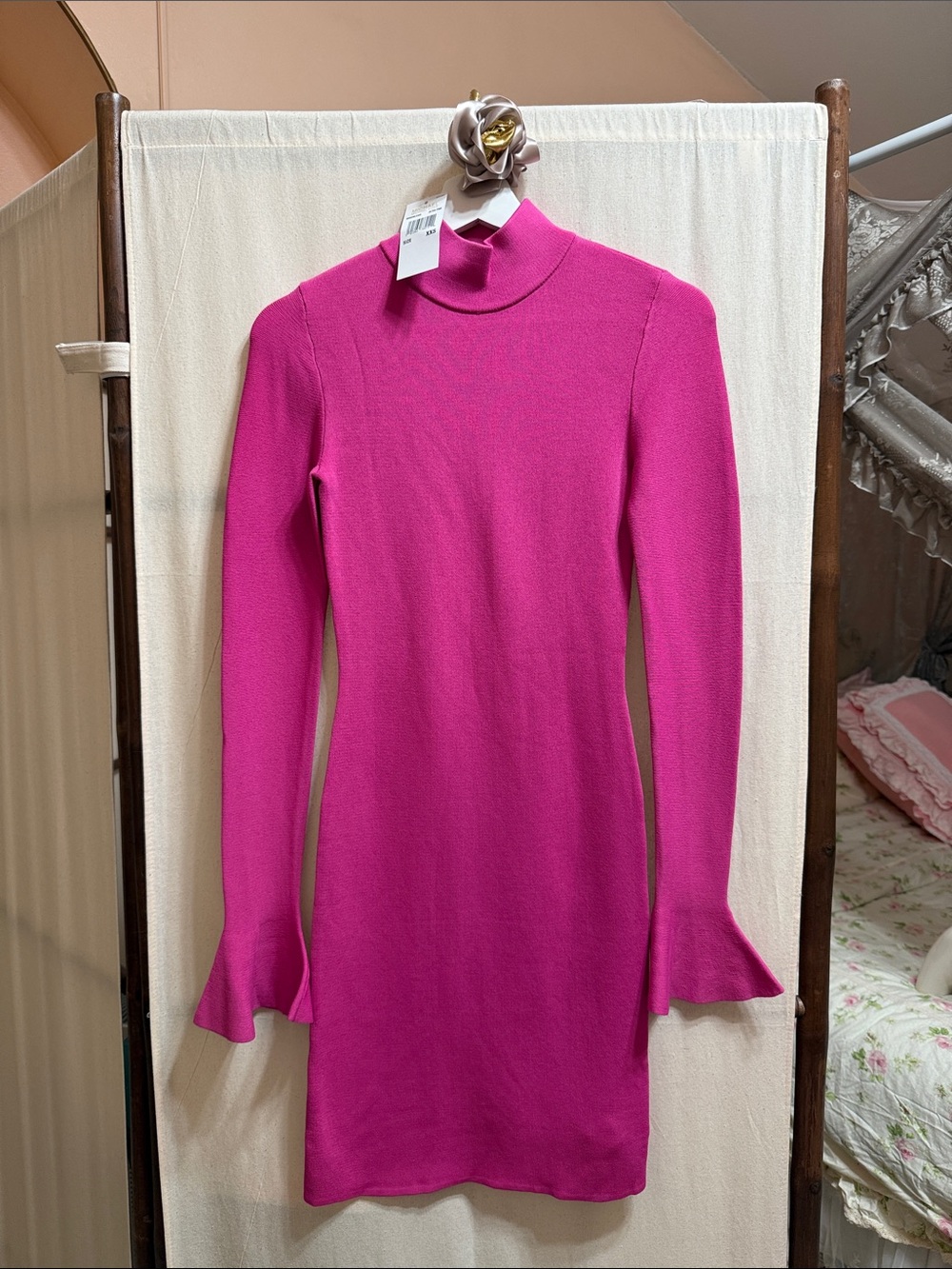 Michael Kors Fuchsia Long-Sleeve Mock Neck Knit Dress